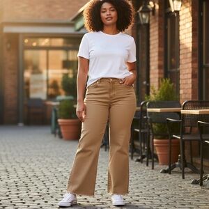 Stylish Tan Wide Leg Jeans for Women